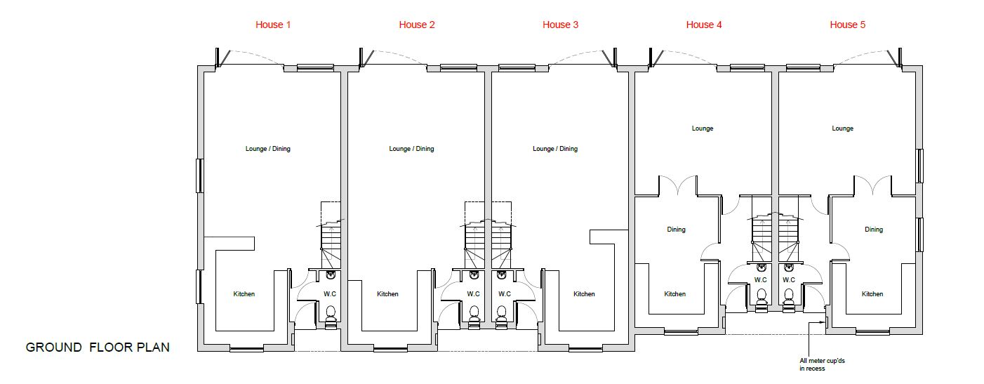 Lot: 65 - FREEHOLD SITE WITH PLANNING FOR FIVE HOUSES - Proposed Ground Floor Plan